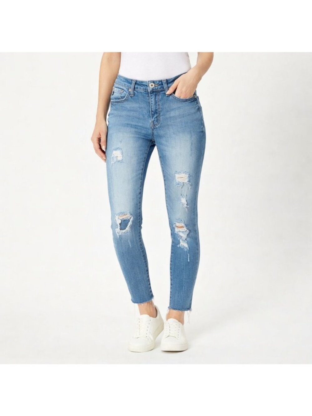 KanCan Florence Super Skinny Jeans Womens 26 Distressed Stretch Denim Raw Hem